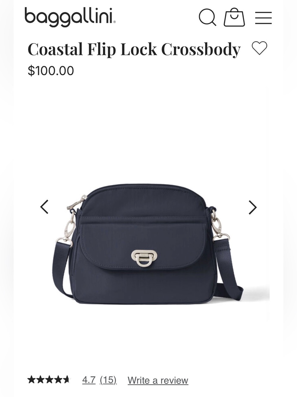 Black Baggallini Coastal Flip Lock Crossbody Bag - Picture 11 of 11
